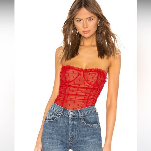 MAJORELLE Tops - MAJORELLE Wyn Bodysuit in Red